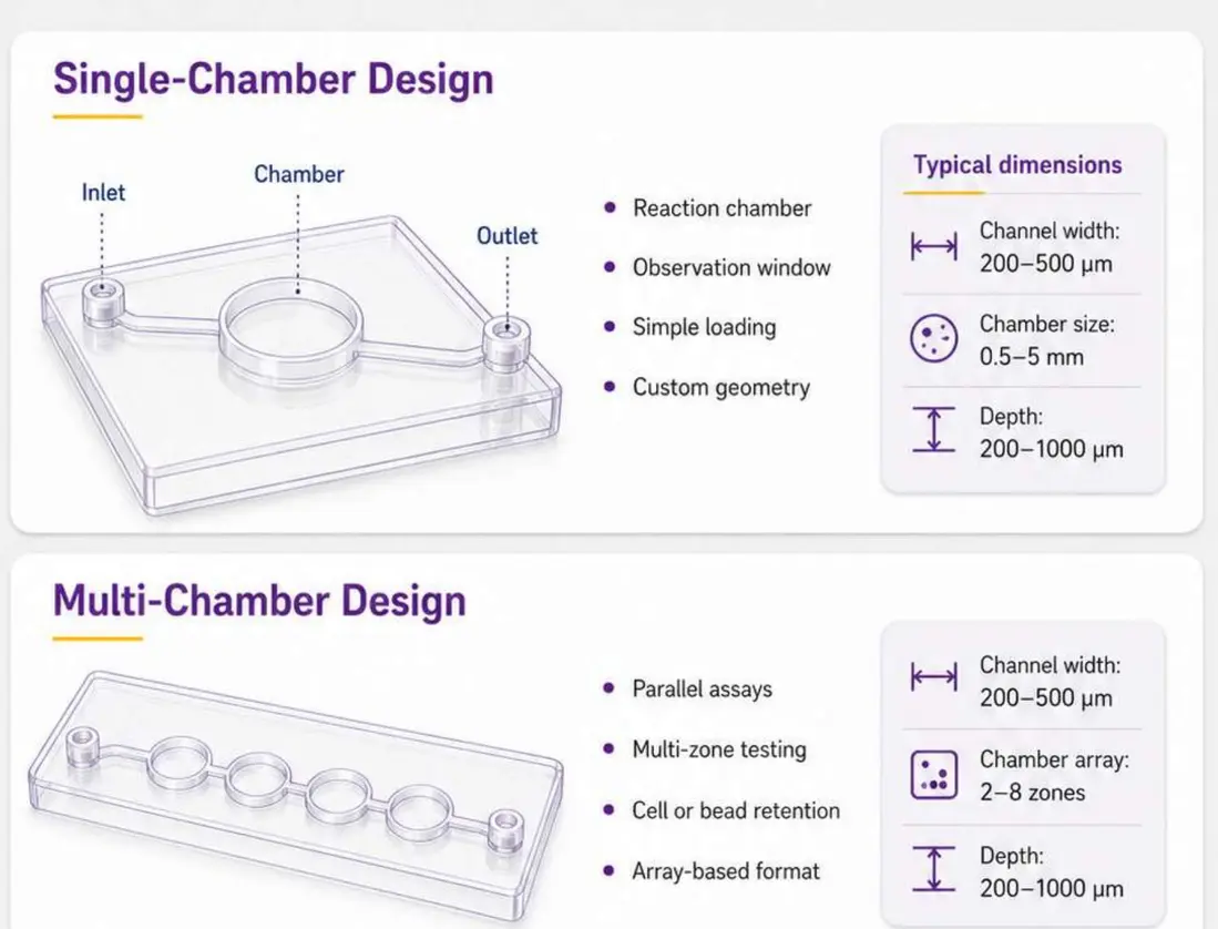 Single and multichamber chip designs cropped from the Acrofluidic catalogue