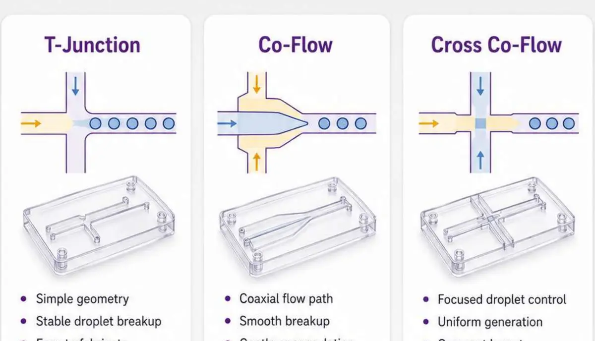 Droplet generator chip designs cropped from the Acrofluidic catalogue