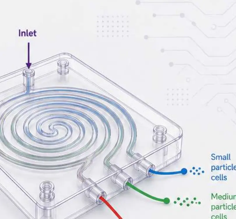 AcroSpiral cell separation chip design cropped from the Acrofluidic catalogue