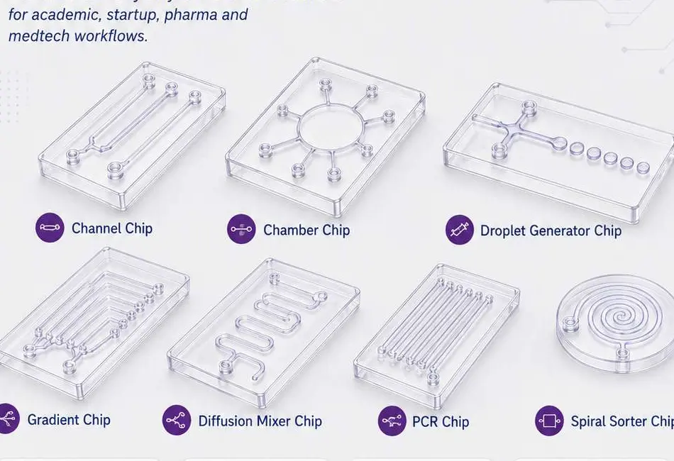 Selection of Acrofluidic microfluidic chip formats