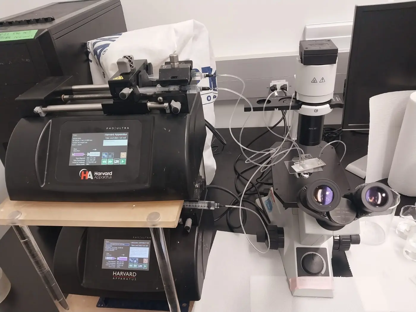 Laboratory fluidic tubing and prototype imaging setup